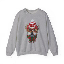 Load image into Gallery viewer, Holiday Dog Crewneck Sweatshirt – Cute Pup in Beanie & Scarf
