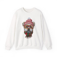 Load image into Gallery viewer, Holiday Dog Crewneck Sweatshirt – Cute Pup in Beanie & Scarf