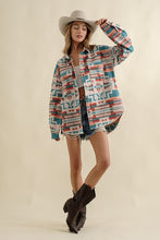 Load image into Gallery viewer, Frayed Aztec Western Shacked Jacket
