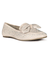 Load image into Gallery viewer, Dewdrops Embellished Casual Bow Loafers
