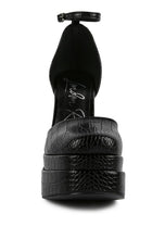 Load image into Gallery viewer, Tempt Me Croc Textured High Heeled Block Sandals
