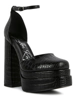 Load image into Gallery viewer, Tempt Me Croc Textured High Heeled Block Sandals
