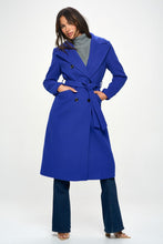 Load image into Gallery viewer, Royal Blue Double-Breasted Longline Coat with Belt
