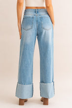 Load image into Gallery viewer, High-Waisted Wide Leg Cuffed Jeans
