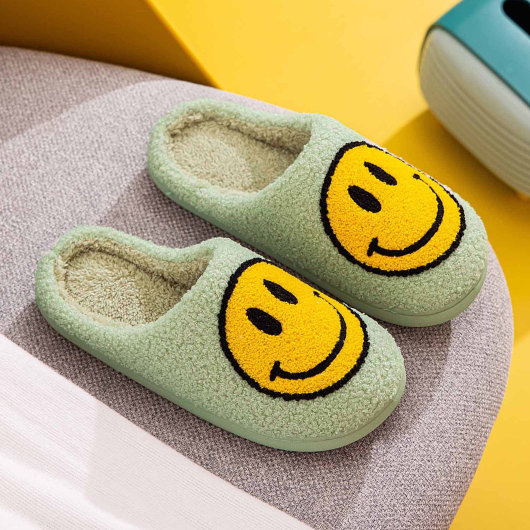 Mint Yellow Non Slip Smiley Face Slippers