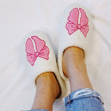 Load image into Gallery viewer, Pink Lounge Bow Cozy Non Slip Slippers
