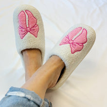 Load image into Gallery viewer, Pink Lounge Bow Cozy Non Slip Slippers
