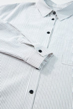 Load image into Gallery viewer, Stripe Roll-tab Sleeve Pocketed Long Shirt
