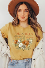 Load image into Gallery viewer, Fall For Jesus He Never Leaves Graphic Tee
