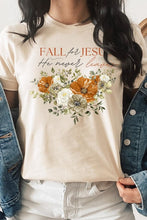 Load image into Gallery viewer, Fall For Jesus He Never Leaves Graphic Tee
