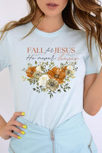 Load image into Gallery viewer, Fall For Jesus He Never Leaves Graphic Tee
