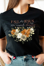 Load image into Gallery viewer, Fall For Jesus He Never Leaves Graphic Tee
