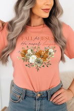 Load image into Gallery viewer, Fall For Jesus He Never Leaves Graphic Tee
