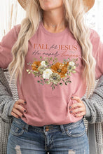 Load image into Gallery viewer, Fall For Jesus He Never Leaves Graphic Tee
