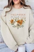 Load image into Gallery viewer, Fall For Jesus He Never Leaves Fleece Crew Neck Long Sleeve Sweatshirts
