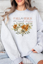 Load image into Gallery viewer, Fall For Jesus He Never Leaves Fleece Crew Neck Long Sleeve Sweatshirts
