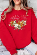 Load image into Gallery viewer, Fall For Jesus He Never Leaves Fleece Crew Neck Long Sleeve Sweatshirts
