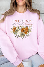 Load image into Gallery viewer, Fall For Jesus He Never Leaves Fleece Crew Neck Long Sleeve Sweatshirts
