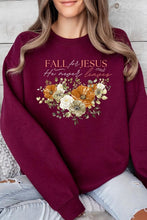 Load image into Gallery viewer, Fall For Jesus He Never Leaves Fleece Crew Neck Long Sleeve Sweatshirts
