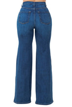 Load image into Gallery viewer, High Rise Wide Leg Brooklyn Varsity Dark Wash Denim Jean
