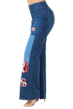 Load image into Gallery viewer, High Rise Wide Leg Brooklyn Varsity Dark Wash Denim Jean
