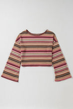 Load image into Gallery viewer, Red Ethnic Striped Wide Cropped Long Sleeve Top Blouse Sweater
