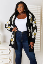 Load image into Gallery viewer, Cute Floral Button Down Longline Cardigan Smiley Face Sweater

