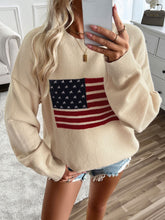 Load image into Gallery viewer, American Flag Sweater US Flag Round Neck Long Sleeve Knit Top
