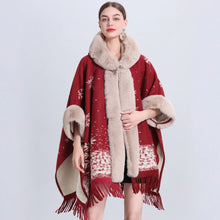 Load image into Gallery viewer, Chic Cashmere-Trimmed Plaid Inverness with Luxe Fur Collar
