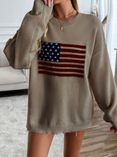 Load image into Gallery viewer, American Flag Sweater US Flag Round Neck Long Sleeve Knit Top
