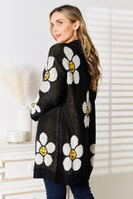Load image into Gallery viewer, Cute Floral Button Down Longline Cardigan Smiley Face Sweater
