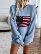 Load image into Gallery viewer, American Flag Sweater US Flag Round Neck Long Sleeve Knit Top
