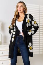 Load image into Gallery viewer, Cute Floral Button Down Longline Cardigan Smiley Face Sweater
