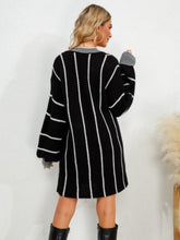 Load image into Gallery viewer, Striped V-Neck Long Sleeve Mini Sweater Dress
