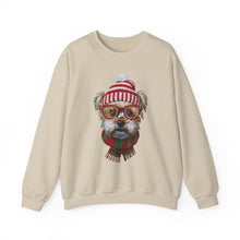 Load image into Gallery viewer, Holiday Dog Crewneck Sweatshirt – Cute Pup in Beanie &amp; Scarf
