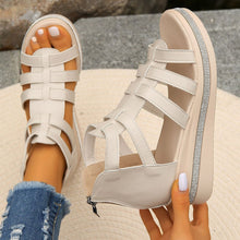 Load image into Gallery viewer, Cutout Rhinestone Trim Wedge Sandals
