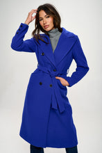 Load image into Gallery viewer, Royal Blue Double-Breasted Longline Coat with Belt
