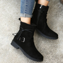 Load image into Gallery viewer, Suede Side Zip Round Toe Boots
