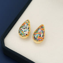 Load image into Gallery viewer, 18K Gold-Plated Zircon Teardrop Earring
