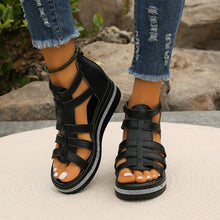 Load image into Gallery viewer, Cutout Rhinestone Trim Wedge Sandals
