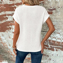 Load image into Gallery viewer, Chic and Comfy: Summer Solid Color Waffle Crew Neck Tee for Women
