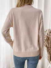 Load image into Gallery viewer, Ribbed Flower Round Neck Long Sleeve Sweater
