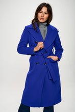 Load image into Gallery viewer, Royal Blue Double-Breasted Longline Coat with Belt
