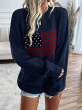 Load image into Gallery viewer, American Flag Sweater US Flag Round Neck Long Sleeve Knit Top
