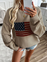 Load image into Gallery viewer, American Flag Sweater US Flag Round Neck Long Sleeve Knit Top
