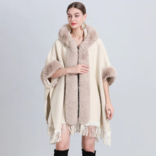 Load image into Gallery viewer, Chic Cashmere-Trimmed Plaid Inverness with Luxe Fur Collar
