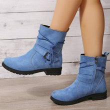 Load image into Gallery viewer, Suede Side Zip Round Toe Boots
