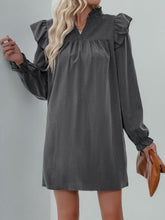 Load image into Gallery viewer, Perfee Ruffled Notched Long Sleeve Mini Dress
