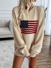 Load image into Gallery viewer, American Flag Sweater US Flag Round Neck Long Sleeve Knit Top
