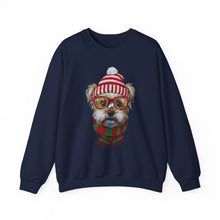 Load image into Gallery viewer, Holiday Dog Crewneck Sweatshirt – Cute Pup in Beanie &amp; Scarf
